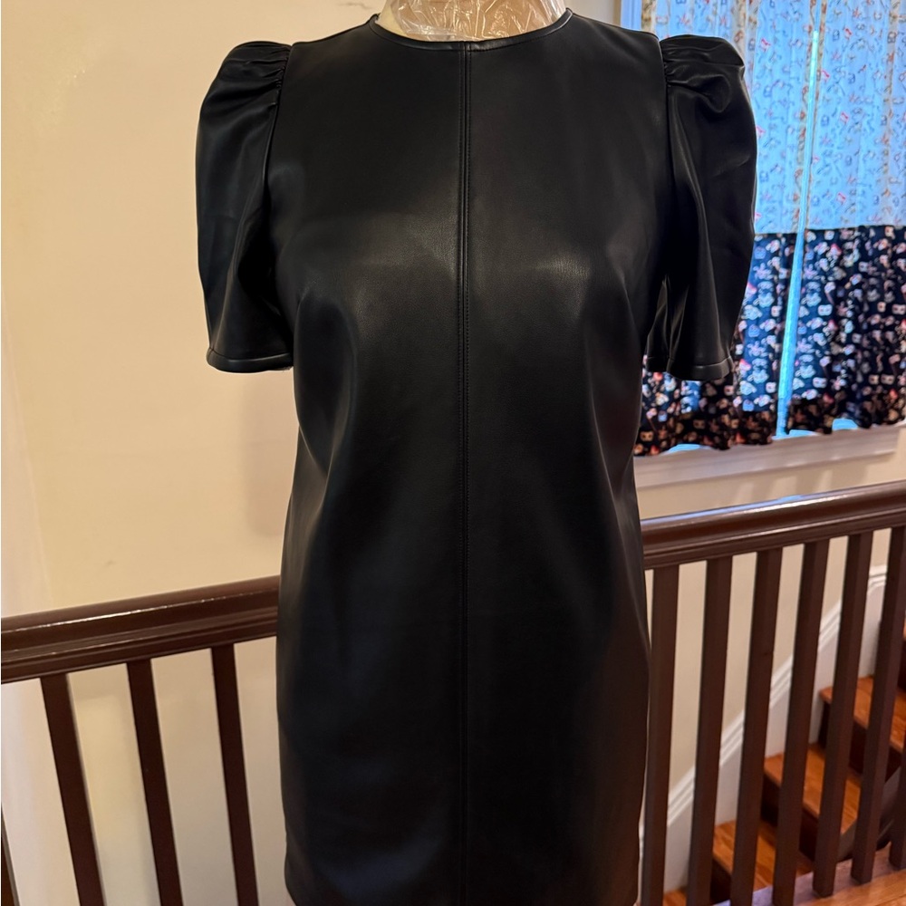 LOFT Black Puff Sleeve Sheath Mini Dress